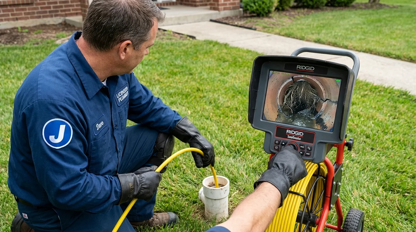 Sewer camera inspection being performed by Johns Plumbing LLC in Poultney